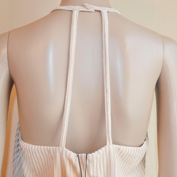 VERY J Bia Beige Stripe Velvet Strappy Swing Dress NWT - Picture 6 of 8